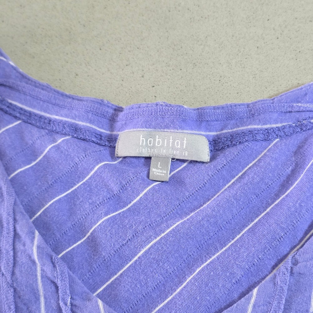 Habitat Purple Striped V-Neck Asymmetrical Cotton Tunic Top 78022 Large - Picture 2 of 11